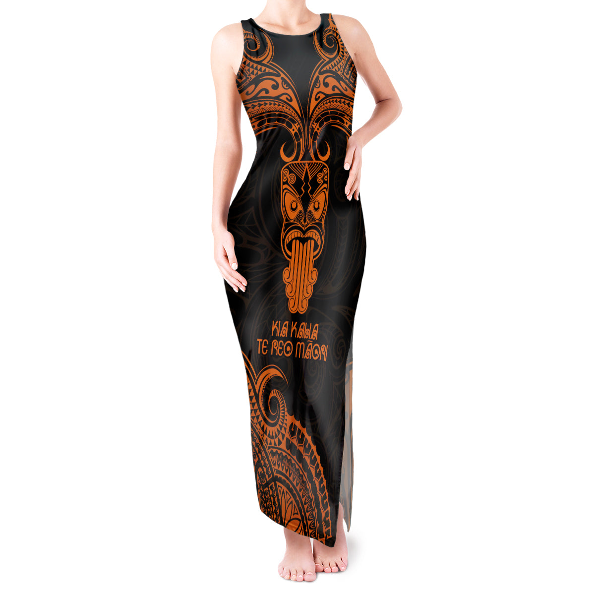Personalised New Zealand Te Reo Maori Tank Maxi Dress Kia Kaha Maori Language Week Gold Style LT9 Women Gold - Polynesian Pride