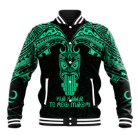 Personalised New Zealand Te Reo Maori Baseball Jacket Kia Kaha Maori Language Week Green Style LT9 Unisex Green - Polynesian Pride