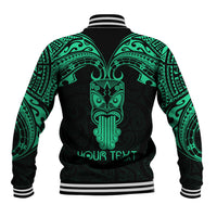 Personalised New Zealand Te Reo Maori Baseball Jacket Kia Kaha Maori Language Week Green Style LT9 - Polynesian Pride