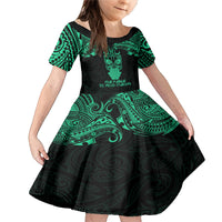 Personalised New Zealand Te Reo Maori Family Matching Mermaid Dress and Hawaiian Shirt Kia Kaha Maori Language Week Green Style LT9 Daughter's Dress Green - Polynesian Pride