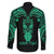 Personalised New Zealand Te Reo Maori Family Matching Off Shoulder Long Sleeve Dress and Hawaiian Shirt Kia Kaha Maori Language Week Green Style LT9 - Polynesian Pride