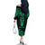 Personalised New Zealand Te Reo Maori Family Matching Off Shoulder Long Sleeve Dress and Hawaiian Shirt Kia Kaha Maori Language Week Green Style LT9 - Polynesian Pride