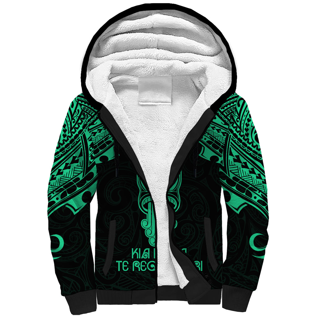 Personalised New Zealand Te Reo Maori Sherpa Hoodie Kia Kaha Maori Language Week Green Style LT9 Unisex Green - Polynesian Pride