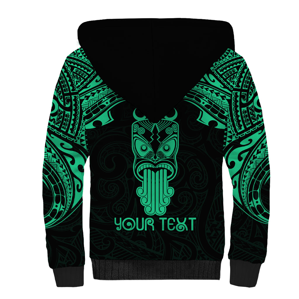 Personalised New Zealand Te Reo Maori Sherpa Hoodie Kia Kaha Maori Language Week Green Style LT9 - Polynesian Pride