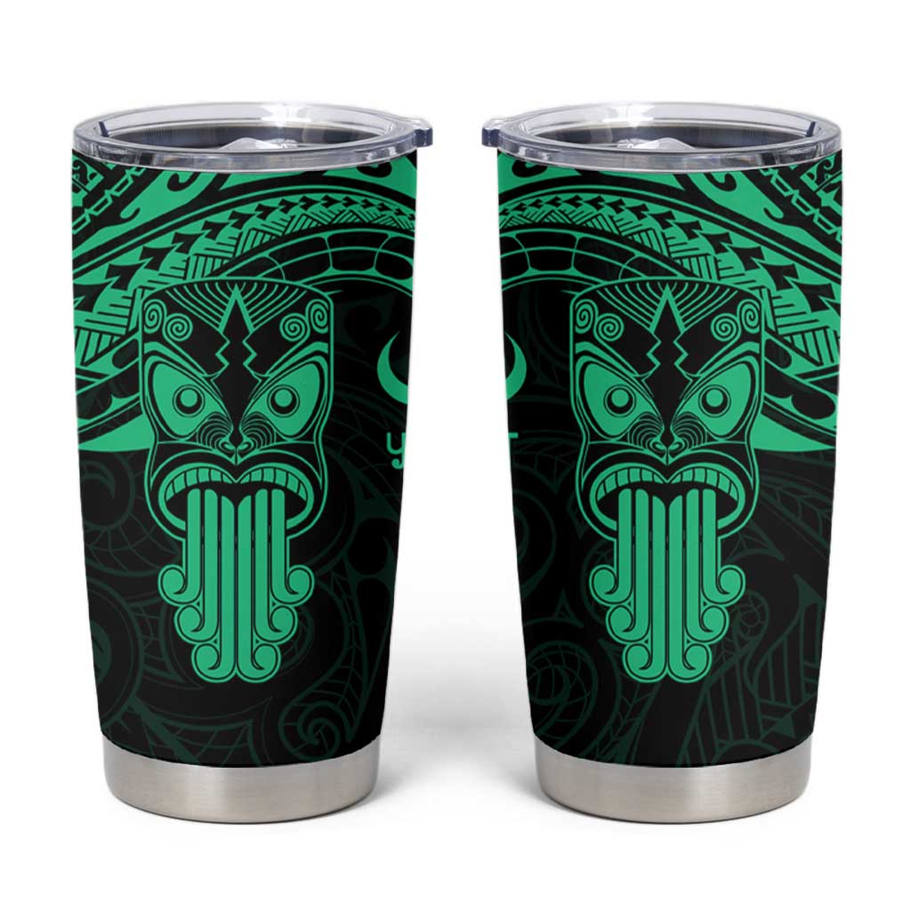 Personalised New Zealand Te Reo Maori Tumbler Cup Kia Kaha Maori Language Week Green Style