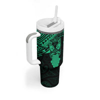 Personalised New Zealand Te Reo Maori Tumbler With Handle Kia Kaha Maori Language Week Green Style LT9 - Polynesian Pride