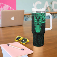 Personalised New Zealand Te Reo Maori Tumbler With Handle Kia Kaha Maori Language Week Green Style LT9 - Polynesian Pride