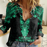 Personalised New Zealand Te Reo Maori Women Casual Shirt Kia Kaha Maori Language Week Green Style LT9 Female Green - Polynesian Pride
