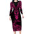 Personalised New Zealand Te Reo Maori Family Matching Long Sleeve Bodycon Dress and Hawaiian Shirt Kia Kaha Maori Language Week Pink Style LT9 Mom's Dress Pink - Polynesian Pride