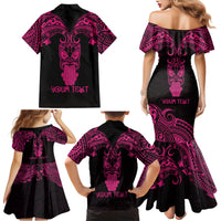 Personalised New Zealand Te Reo Maori Family Matching Mermaid Dress and Hawaiian Shirt Kia Kaha Maori Language Week Pink Style LT9 - Polynesian Pride