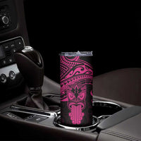 Personalised New Zealand Te Reo Maori Skinny Tumbler Kia Kaha Maori Language Week Pink Style LT9 - Polynesian Pride