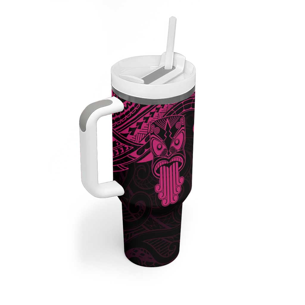 Personalised New Zealand Te Reo Maori Tumbler With Handle Kia Kaha Maori Language Week Pink Style LT9 - Polynesian Pride
