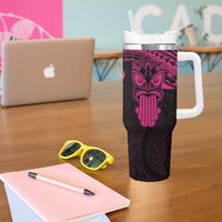 Personalised New Zealand Te Reo Maori Tumbler With Handle Kia Kaha Maori Language Week Pink Style LT9 - Polynesian Pride