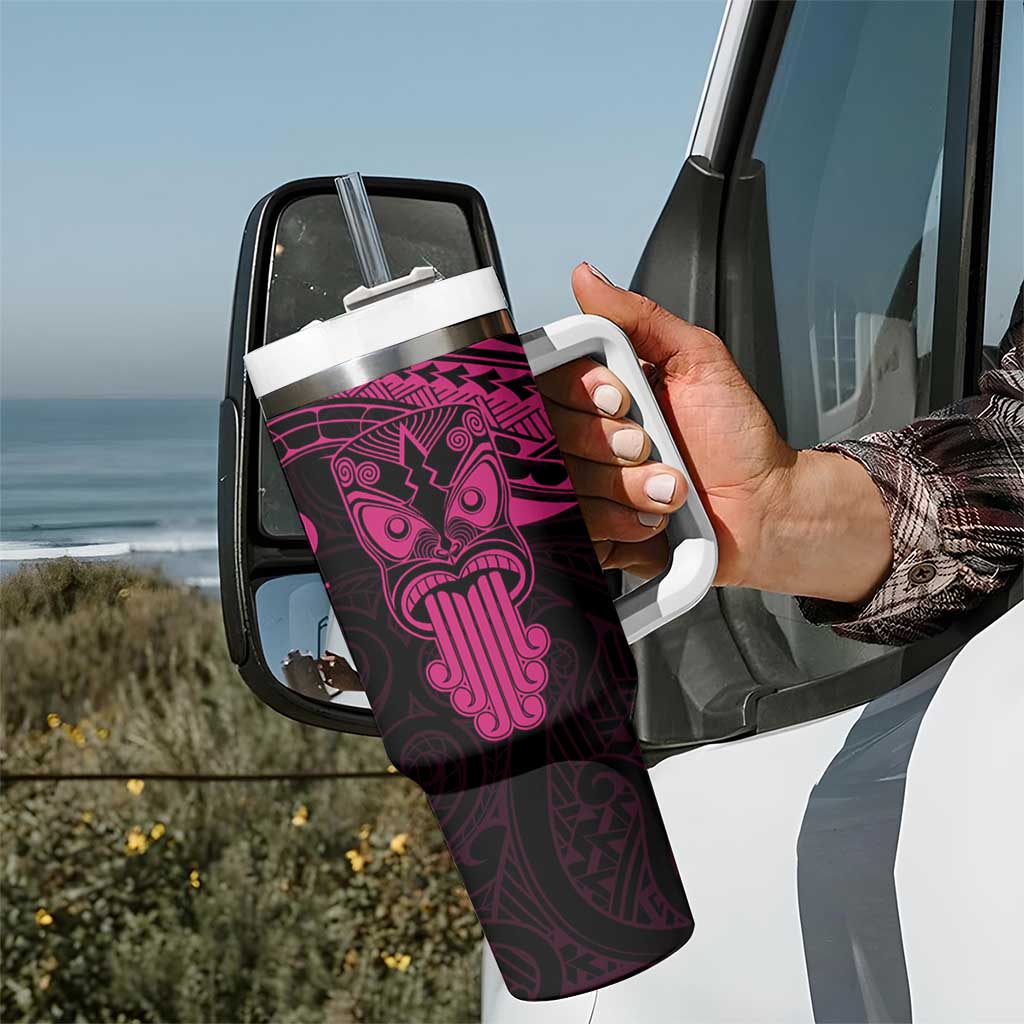 Personalised New Zealand Te Reo Maori Tumbler With Handle Kia Kaha Maori Language Week Pink Style LT9 - Polynesian Pride