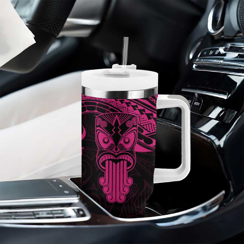 Personalised New Zealand Te Reo Maori Tumbler With Handle Kia Kaha Maori Language Week Pink Style LT9 - Polynesian Pride