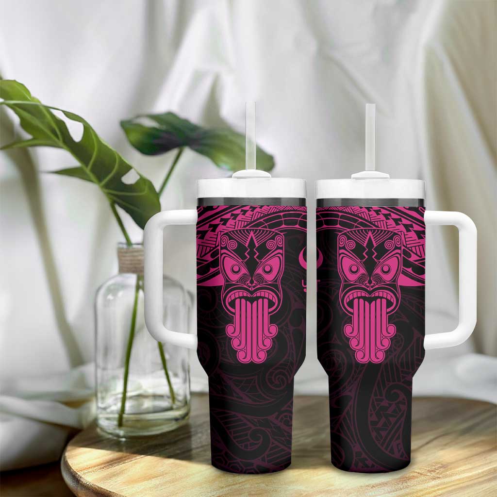 Personalised New Zealand Te Reo Maori Tumbler With Handle Kia Kaha Maori Language Week Pink Style LT9 - Polynesian Pride