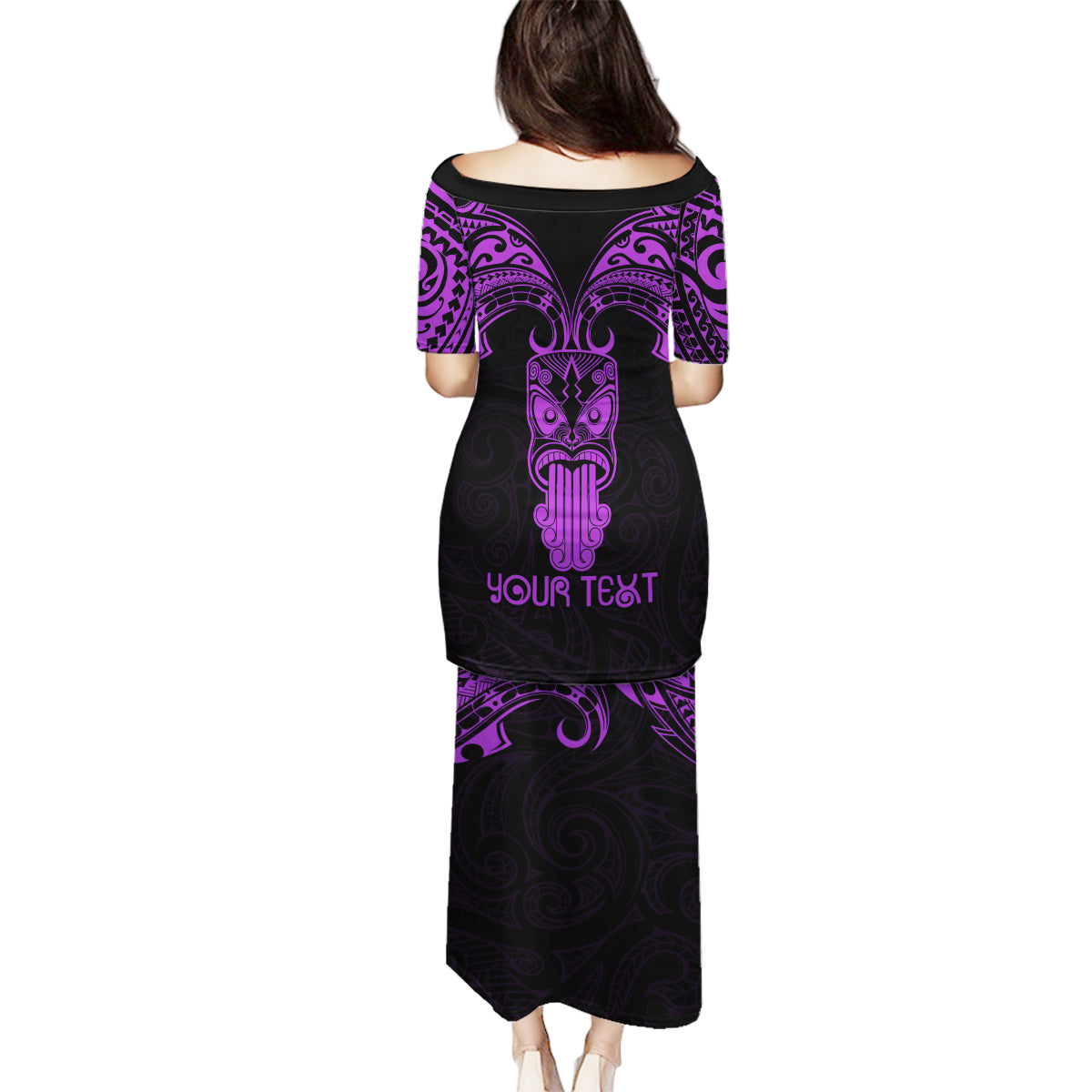 Personalised New Zealand Te Reo Maori Family Matching Puletasi Dress and Hawaiian Shirt Kia Kaha Maori Language Week Purple Style LT9 - Polynesian Pride