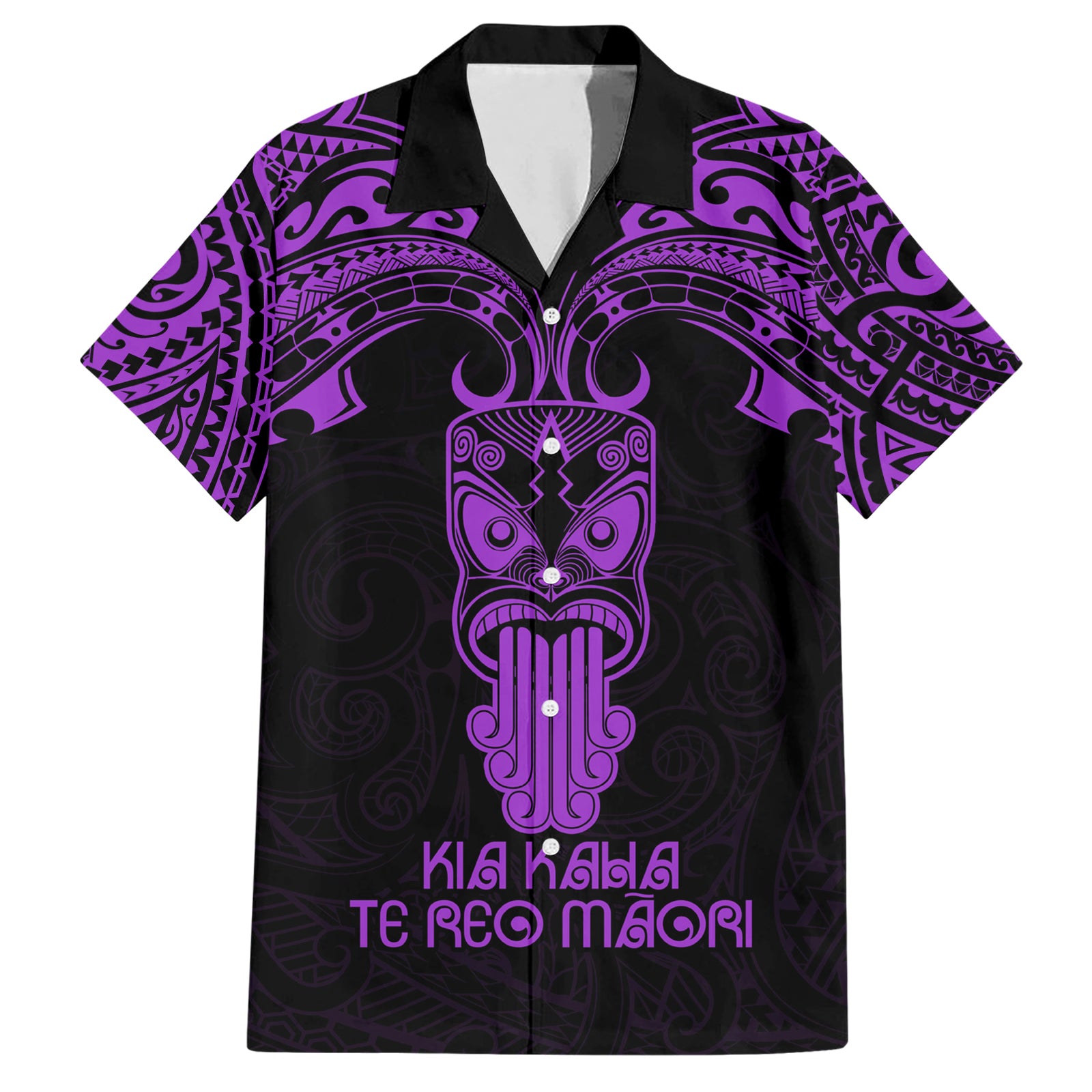 Personalised New Zealand Te Reo Maori Hawaiian Shirt Kia Kaha Maori Language Week Purple Style LT9 Purple - Polynesian Pride