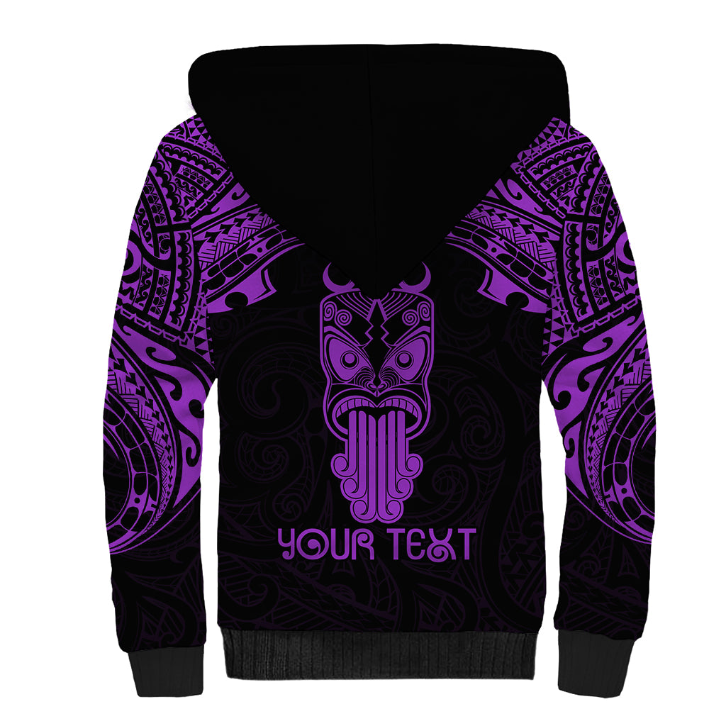 Personalised New Zealand Te Reo Maori Sherpa Hoodie Kia Kaha Maori Language Week Purple Style LT9 - Polynesian Pride