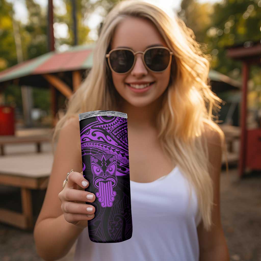 Personalised New Zealand Te Reo Maori Skinny Tumbler Kia Kaha Maori Language Week Purple Style LT9 - Polynesian Pride