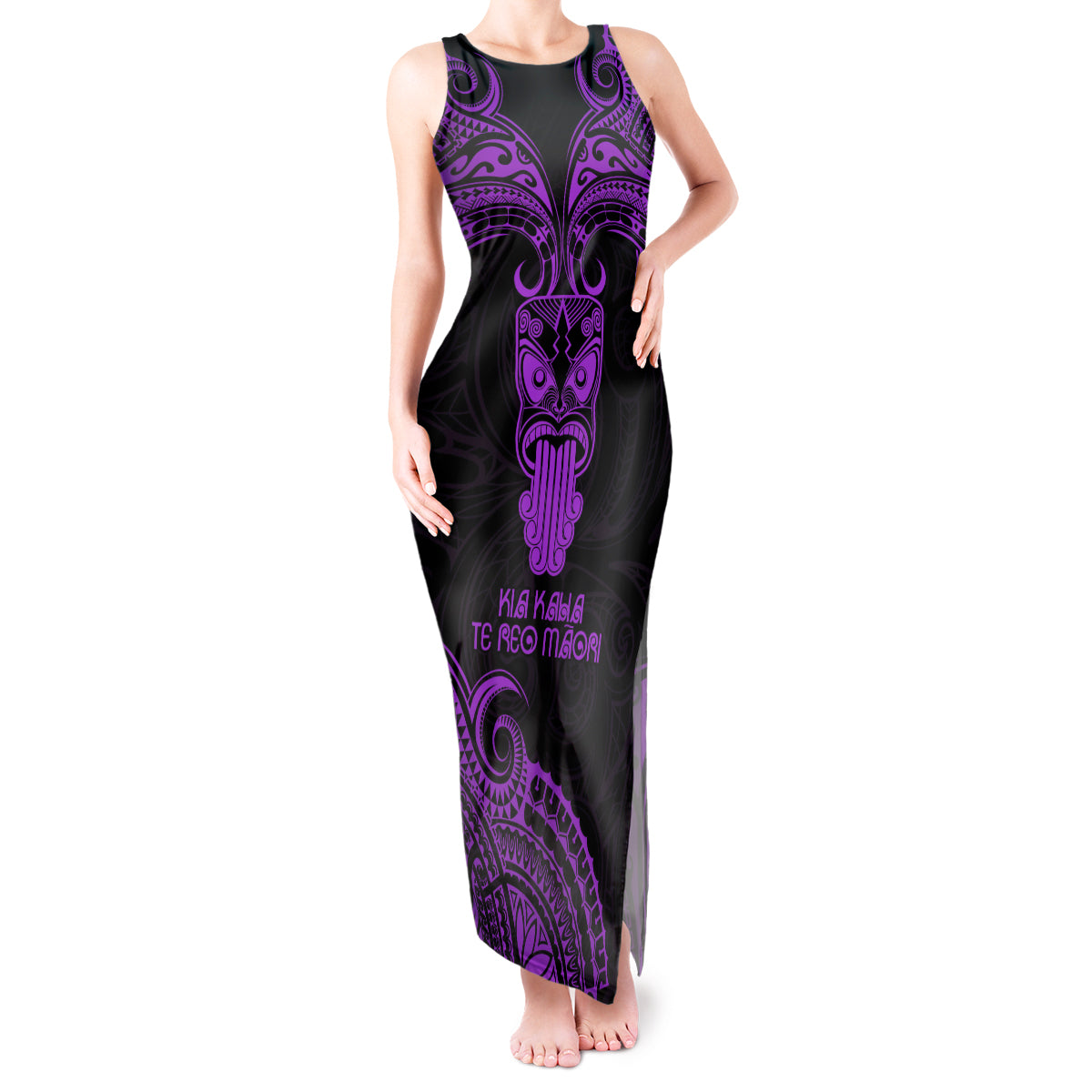 Personalised New Zealand Te Reo Maori Tank Maxi Dress Kia Kaha Maori Language Week Purple Style LT9 Women Purple - Polynesian Pride