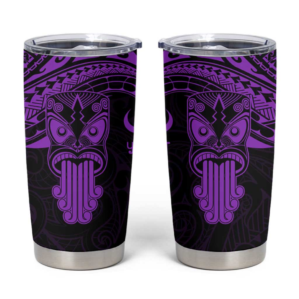 Personalised New Zealand Te Reo Maori Tumbler Cup Kia Kaha Maori Language Week Purple Style