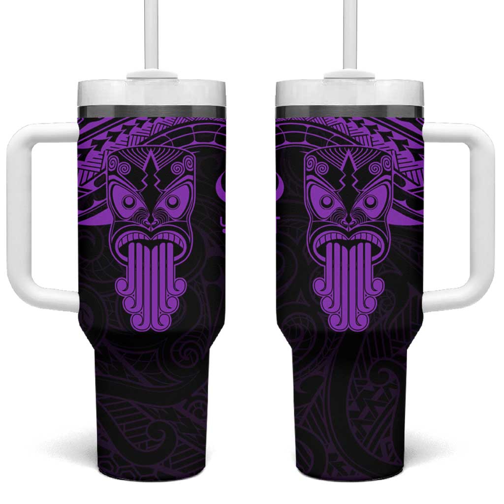 Personalised New Zealand Te Reo Maori Tumbler With Handle Kia Kaha Maori Language Week Purple Style LT9 One Size: 40 oz Purple - Polynesian Pride