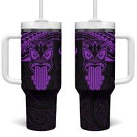 Personalised New Zealand Te Reo Maori Tumbler With Handle Kia Kaha Maori Language Week Purple Style LT9 One Size: 40 oz Purple - Polynesian Pride