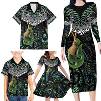 Personalised Maori Manaia Family Matching Long Sleeve Bodycon Dress and Hawaiian Shirt New Zealand Tribal Hei Matau Papua Shell LT9 - Polynesian Pride