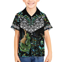 Personalised Maori Manaia Family Matching Long Sleeve Bodycon Dress and Hawaiian Shirt New Zealand Tribal Hei Matau Papua Shell LT9 Son's Shirt Green - Polynesian Pride