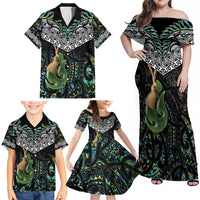 Personalised Maori Manaia Family Matching Off Shoulder Maxi Dress and Hawaiian Shirt New Zealand Tribal Hei Matau Papua Shell LT9 - Polynesian Pride