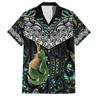Personalised Maori Manaia Family Matching Puletasi and Hawaiian Shirt New Zealand Tribal Hei Matau Papua Shell LT9 Dad's Shirt - Short Sleeve Green - Polynesian Pride