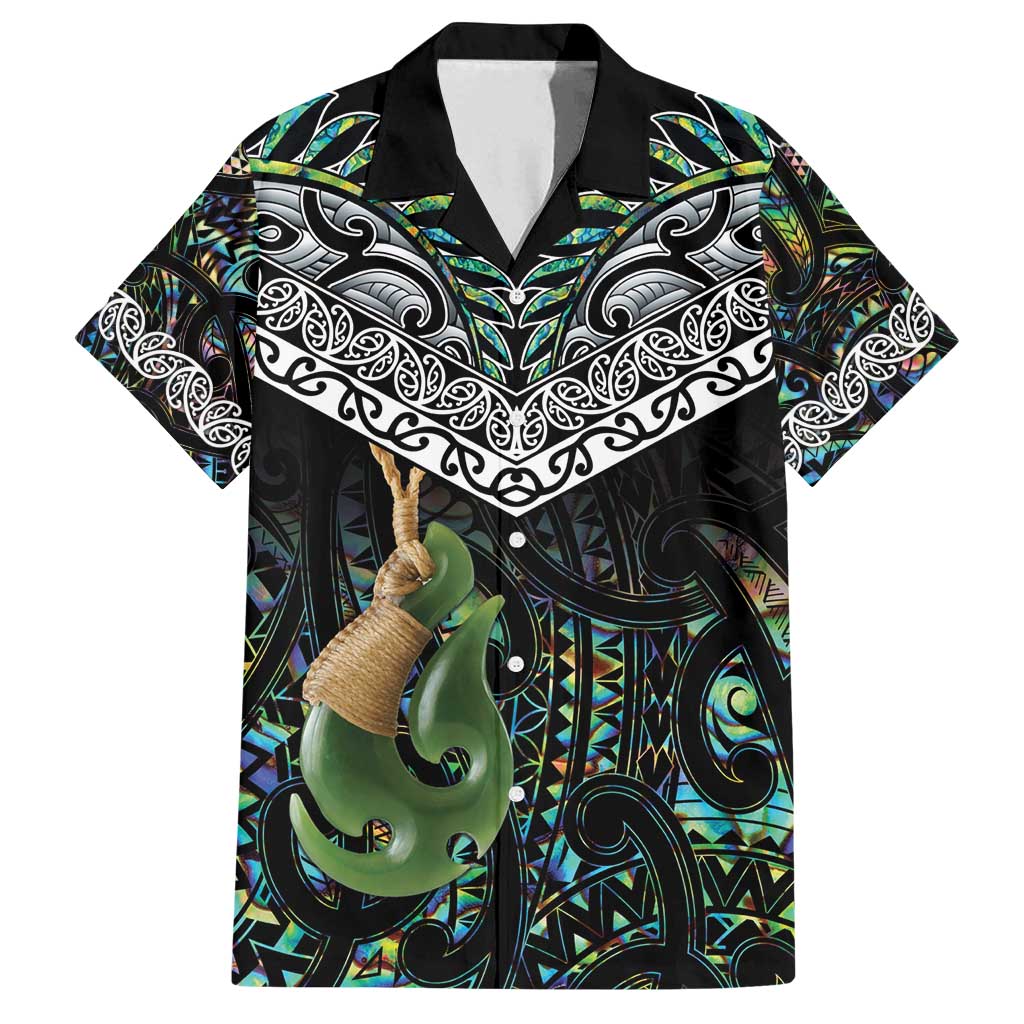 Personalised Maori Manaia Family Matching Tank Maxi Dress and Hawaiian Shirt New Zealand Tribal Hei Matau Papua Shell LT9 Dad's Shirt - Short Sleeve Green - Polynesian Pride