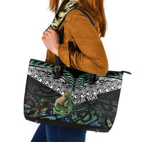 Personalised Maori Manaia Leather Tote Bag New Zealand Tribal Hei Matau Papua Shell LT9 Green - Polynesian Pride