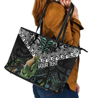 Personalised Maori Manaia Leather Tote Bag New Zealand Tribal Hei Matau Papua Shell LT9 - Polynesian Pride