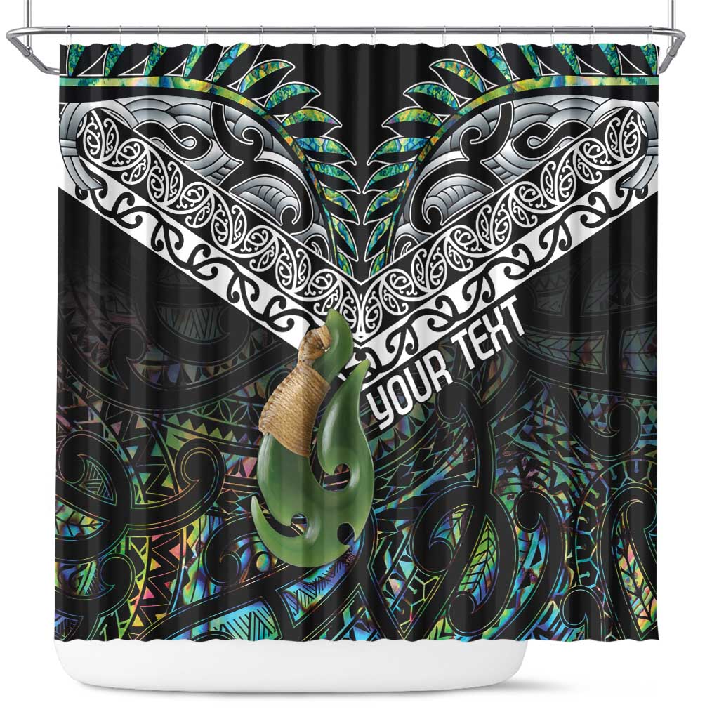 Personalised Maori Manaia Shower Curtain New Zealand Tribal Hei Matau Papua Shell LT9 Green - Polynesian Pride