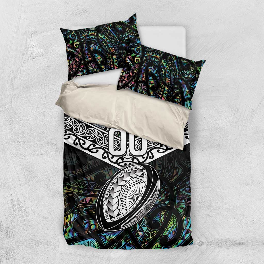 Custom New Zealand Bedding Set Maori Rugby Tattoo Papua Shell