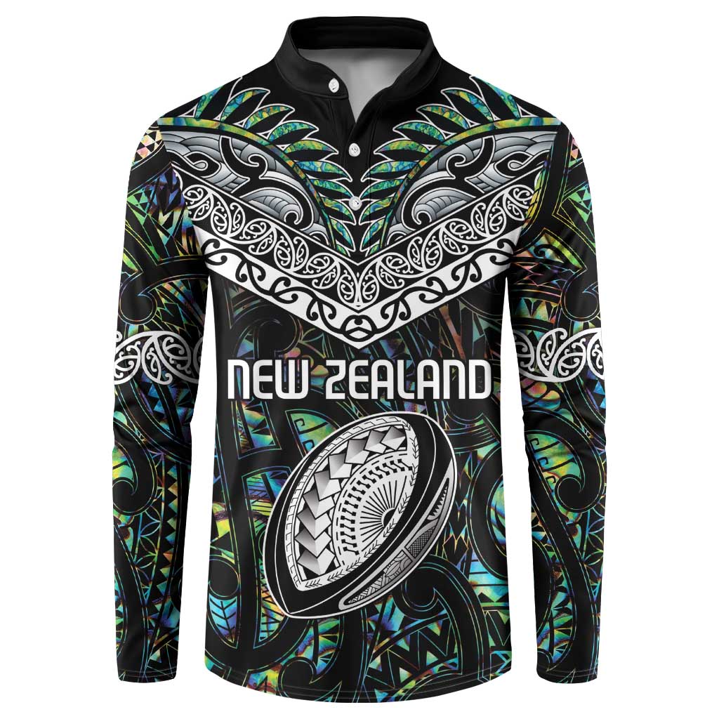Custom New Zealand Button Sweatshirt Maori Rugby Tattoo Papua Shell LT9 Green - Polynesian Pride