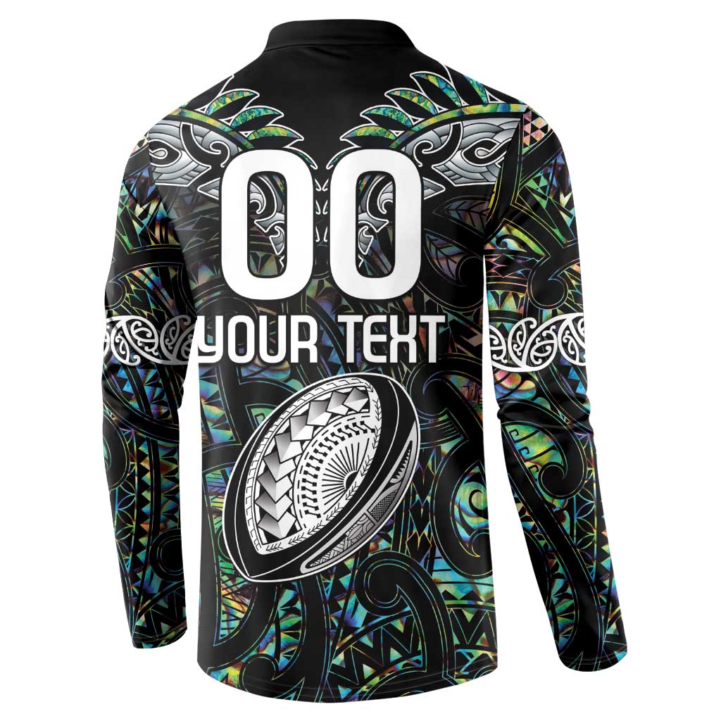 Custom New Zealand Button Sweatshirt Maori Rugby Tattoo Papua Shell LT9 - Polynesian Pride