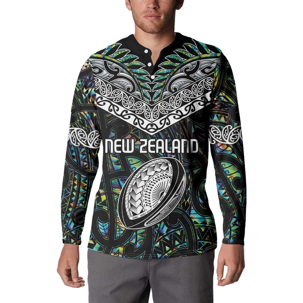 Custom New Zealand Button Sweatshirt Maori Rugby Tattoo Papua Shell LT9 - Polynesian Pride