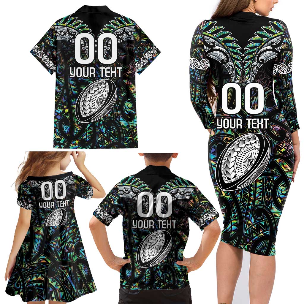 Custom New Zealand Family Matching Long Sleeve Bodycon Dress and Hawaiian Shirt Maori Rugby Tattoo Papua Shell LT9 - Polynesian Pride