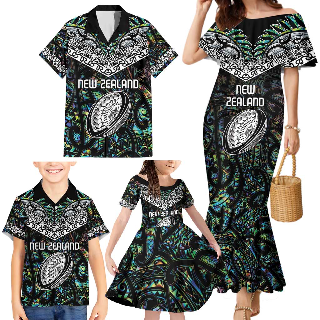 Custom New Zealand Family Matching Mermaid Dress and Hawaiian Shirt Maori Rugby Tattoo Papua Shell LT9 - Polynesian Pride