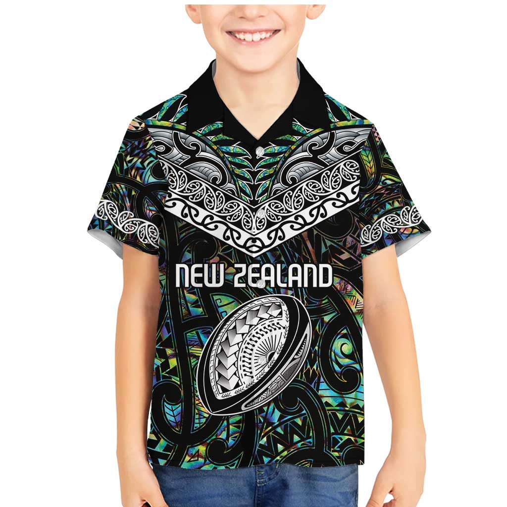 Custom New Zealand Family Matching Mermaid Dress and Hawaiian Shirt Maori Rugby Tattoo Papua Shell LT9 Son's Shirt Green - Polynesian Pride