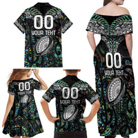 Custom New Zealand Family Matching Off Shoulder Maxi Dress and Hawaiian Shirt Maori Rugby Tattoo Papua Shell LT9 - Polynesian Pride