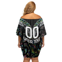 Custom New Zealand Family Matching Off Shoulder Short Dress and Hawaiian Shirt Maori Rugby Tattoo Papua Shell LT9 - Polynesian Pride