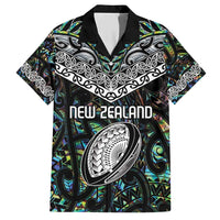 Custom New Zealand Family Matching Short Sleeve Bodycon Dress and Hawaiian Shirt Maori Rugby Tattoo Papua Shell LT9 Dad's Shirt - Short Sleeve Green - Polynesian Pride