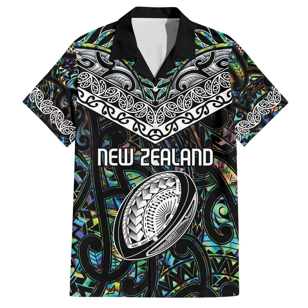 Custom New Zealand Family Matching Summer Maxi Dress and Hawaiian Shirt Maori Rugby Tattoo Papua Shell LT9 Dad's Shirt - Short Sleeve Green - Polynesian Pride
