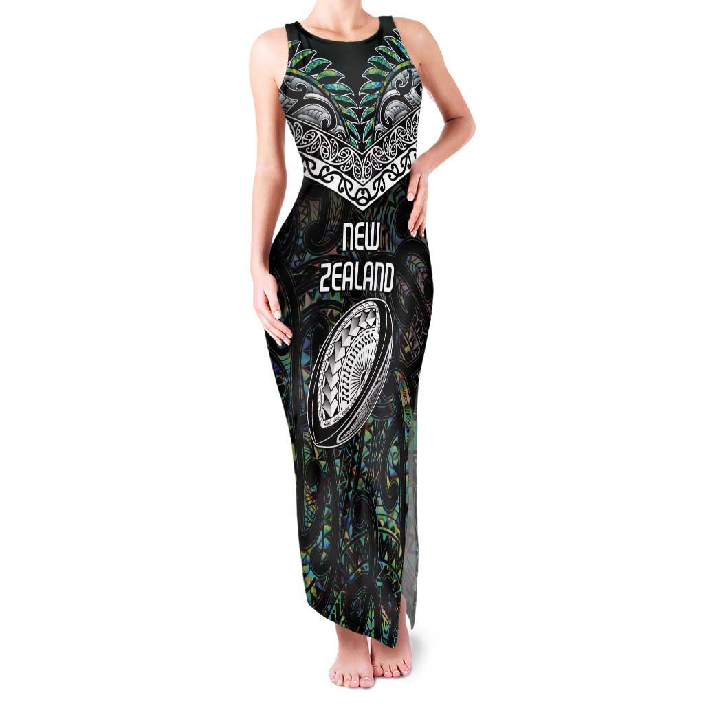Custom New Zealand Family Matching Tank Maxi Dress and Hawaiian Shirt Maori Rugby Tattoo Papua Shell LT9 Mom's Dress Green - Polynesian Pride