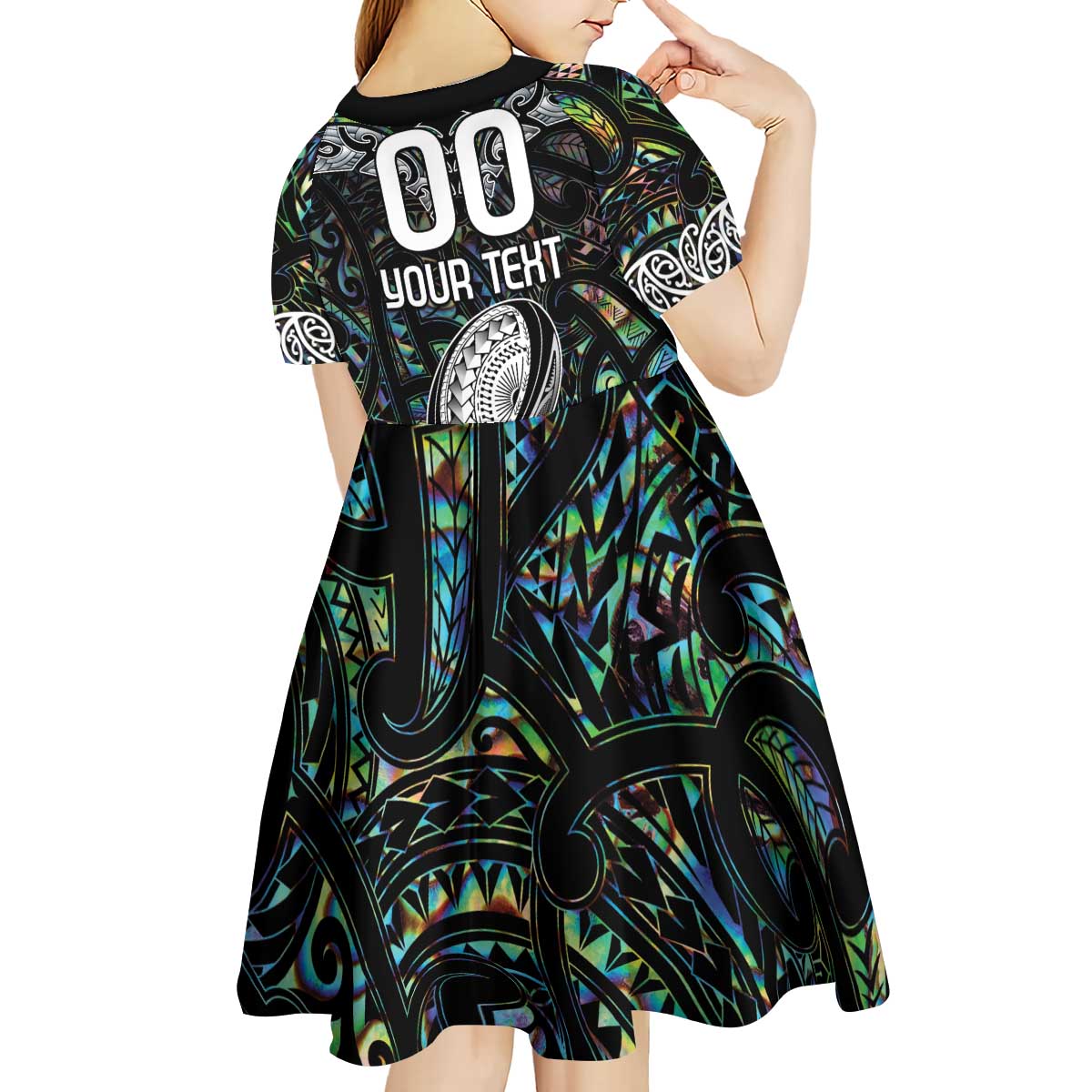 Custom New Zealand Kid Short Sleeve Dress Maori Rugby Tattoo Papua Shell LT9 - Polynesian Pride