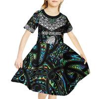 Custom New Zealand Kid Short Sleeve Dress Maori Rugby Tattoo Papua Shell LT9 - Polynesian Pride